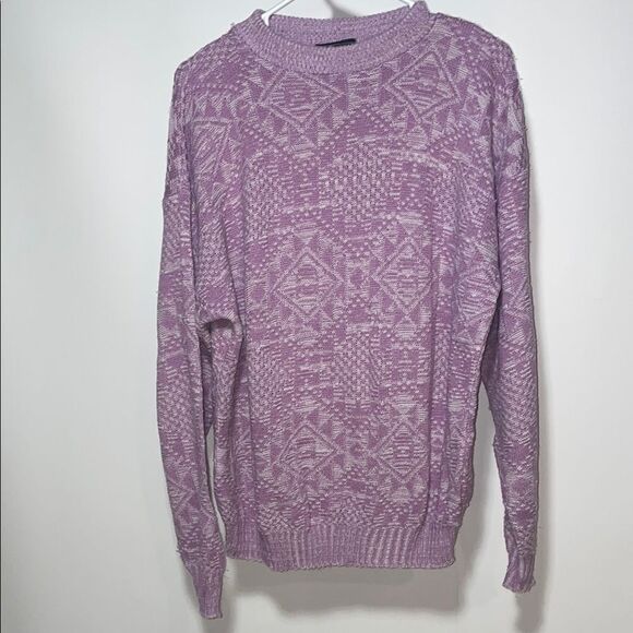 Purple Geometric Pattern Men's Sweater - Picture 1 of 9